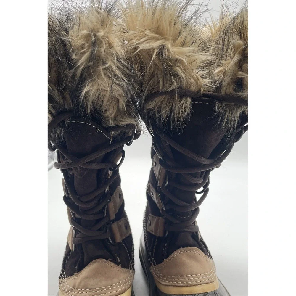 Sorel Brown Women's Joan Of Arctic Winter Boots NL1540 248 Fur Lined Hawk Size 7